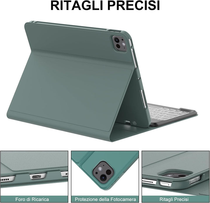 IVEOPPE Hülle mit Tastatur für iPad pro 13" 2024 (M4), Magnetisch Bluetooth QWERTZ Tastatur für iPad