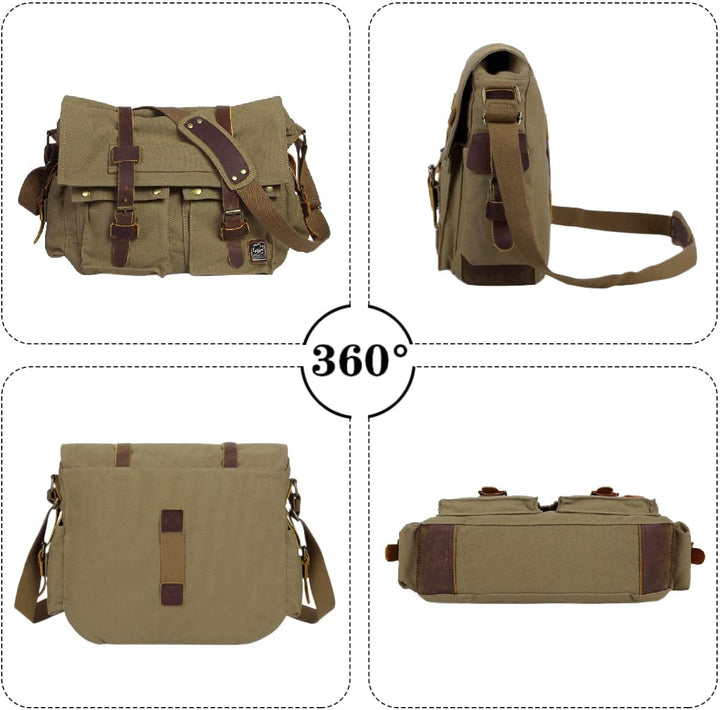 Eysee Schultertasche Herren Canvas-Umhängertasche Daypack für Alltag und Sport 35cm (L) X 30cm(H) X