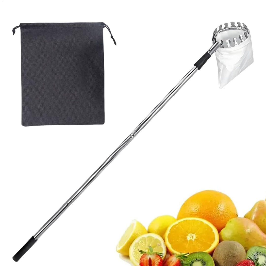 Obstpicker Stange, 160 Cm Obstpflücker Mit Teleskopstiel, Apfelpflücker, Kirschenpflücker Mit Stoffb