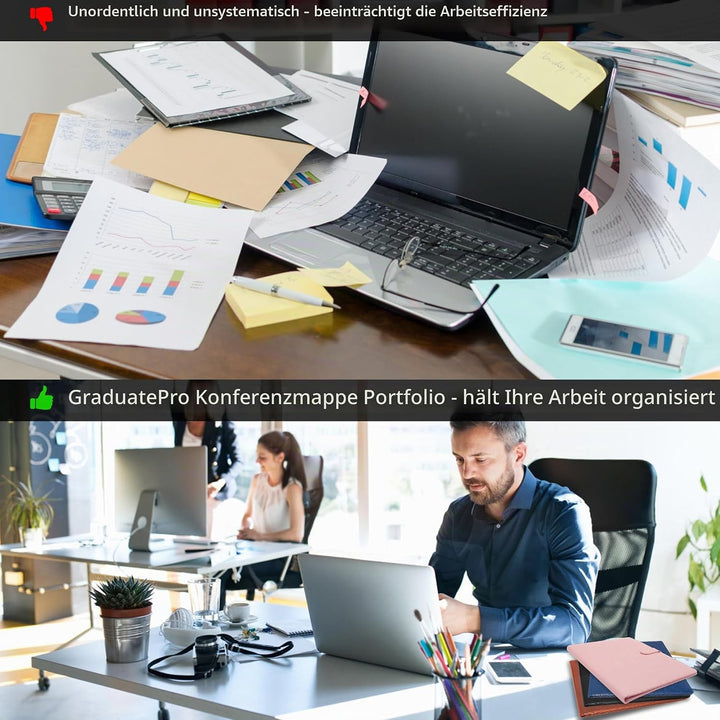 GraduatePro Schreibmappe A4 Klemmbrett Mappe mit Magnetischer Verschluss, organizer büro mappe, Rosa