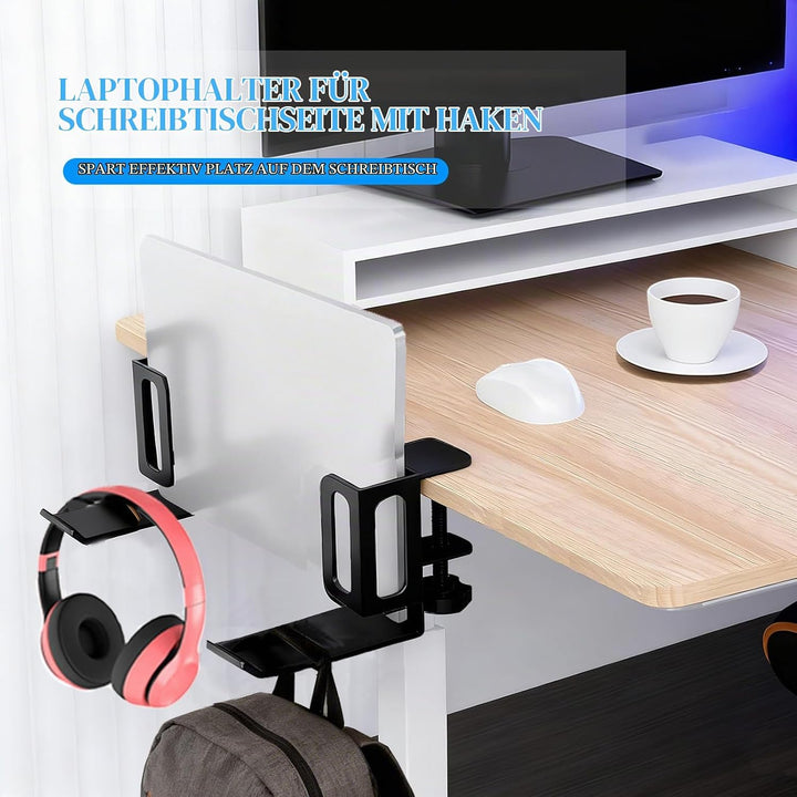 2 Stück Seitlich Aufhängbarer Laptop Organizer am Schreibtisch, Verstellbare Schreibtisch Seitenaufb