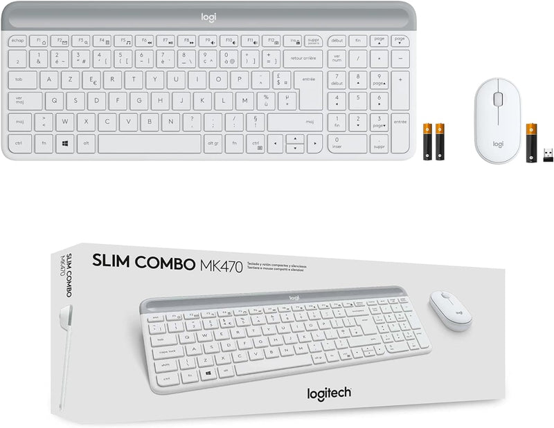 Logitech MK470 Slim Combo Kabelloses Tastatur-Maus-Set, 2.4 GHz Verbindung via Nano-USB-Empfänger, 1