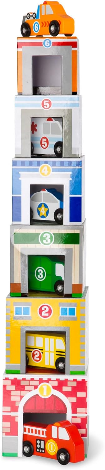 Melissa & Doug Nesting & Sorting Buildings & Vehicles , Wooden Toy & Trains , Trucks & Vehicles , 2+