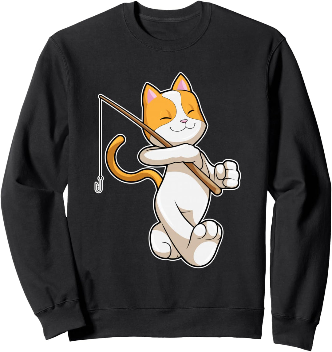 Katze Angeln Anglerin Angel Sweatshirt