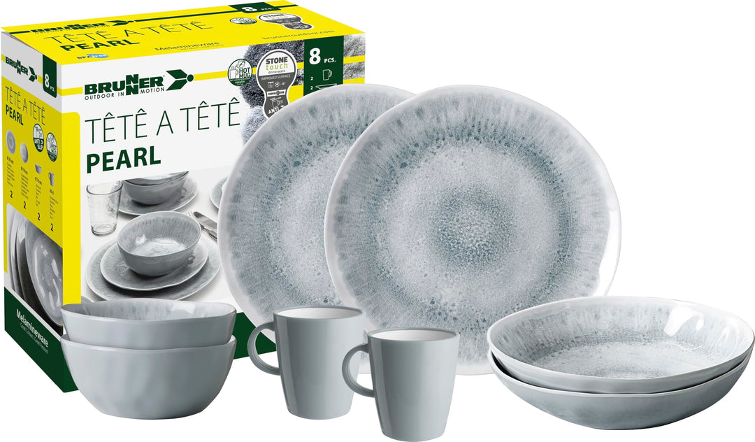 BRUNNER 0830143N.C5X Campinggeschirr Set für 2 Personen, Tête-À-Tête Pearl, 8-teilig