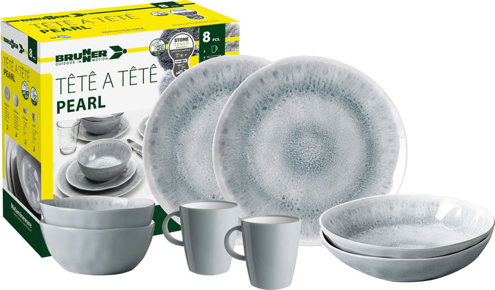 BRUNNER 0830143N.C5X Campinggeschirr Set für 2 Personen, Tête-À-Tête Pearl, 8-teilig
