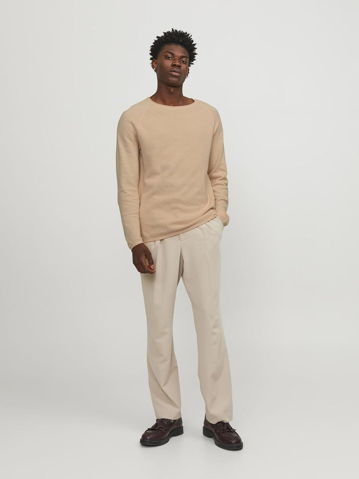 JACK & JONES Male Strickpullover mit Rundhals Einfarbig Strickpullover mit Rundhals XS Apricot Ice,