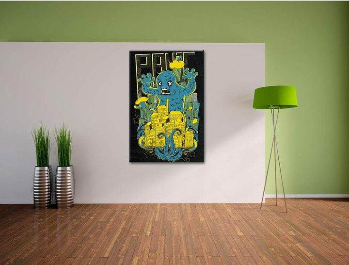 Dark Panic monster black Leinwandbild Bild auf Leinwand, XXL riesige Bilder fertig gerahmt mit Keilr