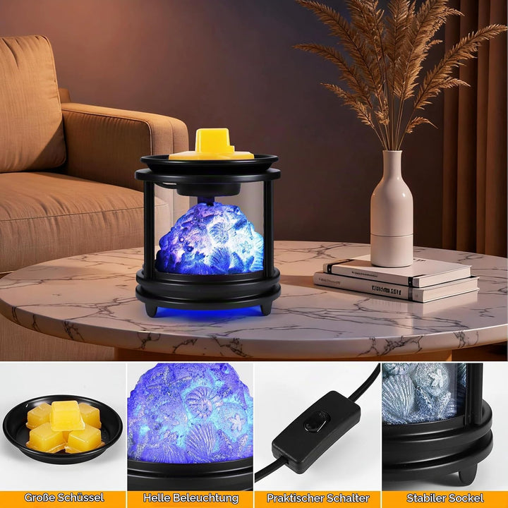 Duftlampe Elektrisch,Koralle Elektrische Duftlampe für Wachs mit RGB Licht, 3 in 1 Elektrische Wachs