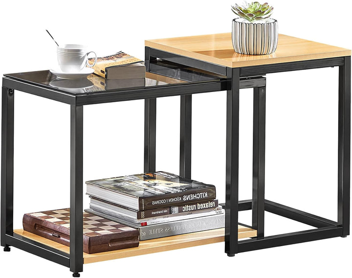 SoBuy FBT35-SCH 2er Set Couchtisch Satztische Beistelltisch Sofatisch Kaffeetisch
