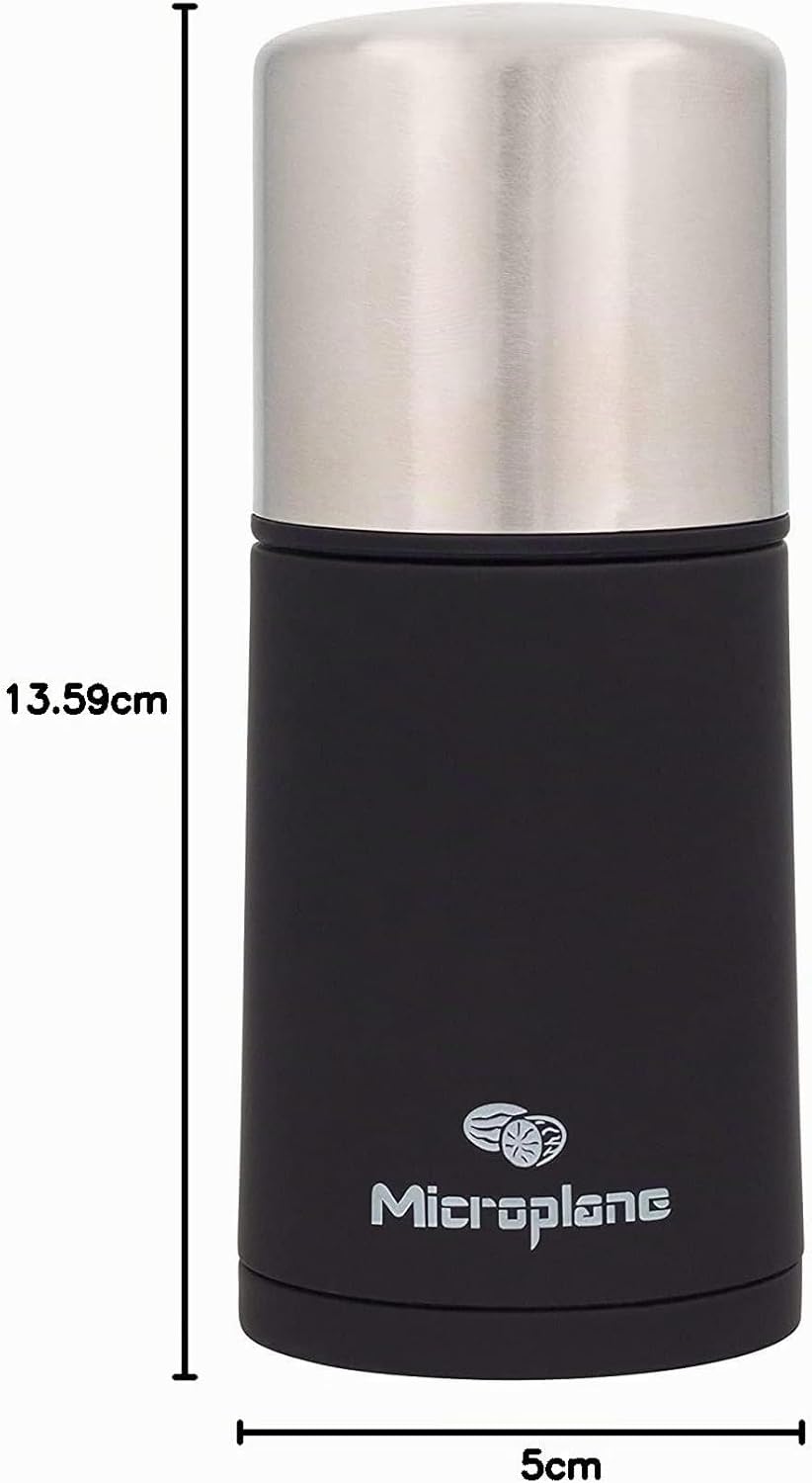 Microplane Gewürzmühle Edelstahl für Muskatnuss, Zimt, Tonkabohnen, Langpfeffer und andere getrockne