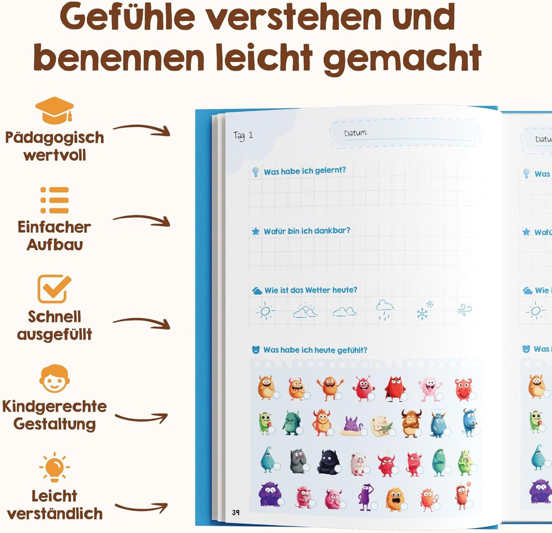 Gefühlstagebuch Kinder [6-12 Jahre] - Tagebuch Mädchen & Jungs - Gefühle Buch für Umgang mit Emotion