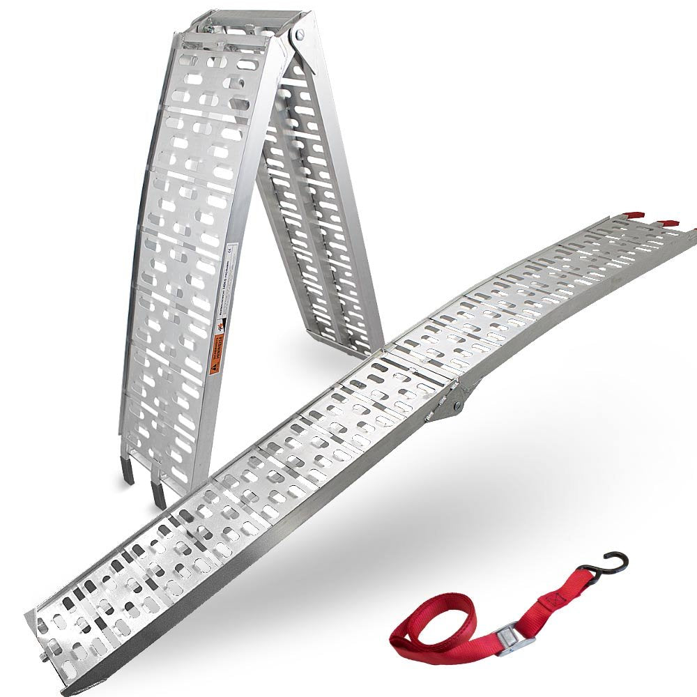 BITUXX® 1x Alu Rampe Motorradrampe Auffahrrampe Verladeschiene Verladerampe Auffahrschiene 340kg 2,2