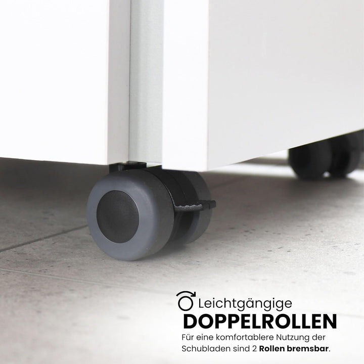 bümö lite Rollcontainer mit Schubladen, Container aus Holz in Asteiche - Rollwagen für's Büro als Sc
