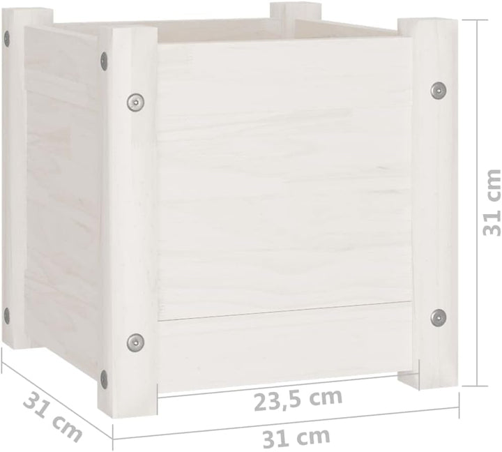 Hochbeet Pflanzkübel Weiss 31x31x31 cm Massivholz Kiefer Weiss Blumentopf Gross PflanzküBel Gross Au