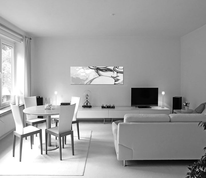 Paul Sinus Art Panoramabild auf Leinwand und Keilrahmen 150x50cm Malerei Kunstwerk Frau Gesicht