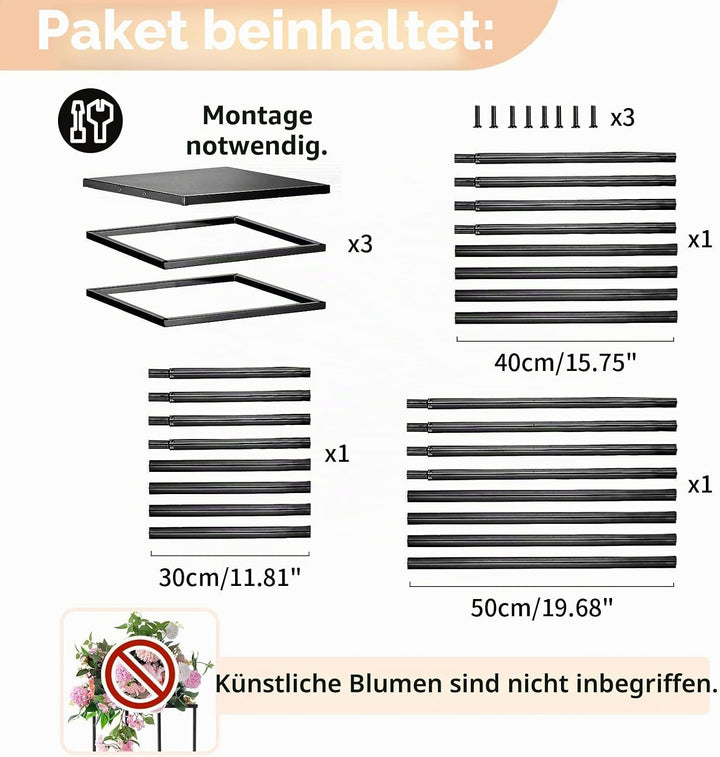 Nuptio Schwarze Vase Hochzeit Mittelstücke 3 Stück Hohe Pflanze Stehen Blumenvasen Metall Display Ti