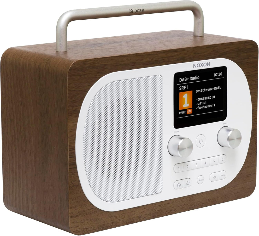Noxon Eiger - Walnuss - DAB+ und UKW-Radio, Bluetooth, Kopfhöreranschluss, Akkubetrieb möglich, Waln