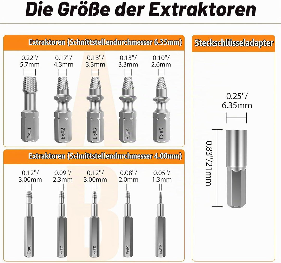 Nuovoware Schraubenausdreher Set, 33 PCS Broken Screw Extractor Kit mit 2 Magnetischem Verlängerungs