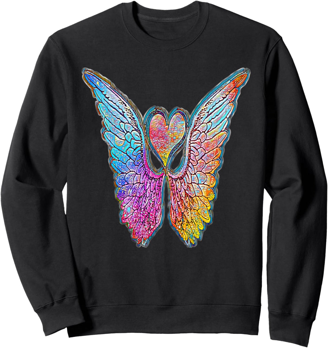 Regenbogenherz mit Engelsflügel-Liebe Sweatshirt