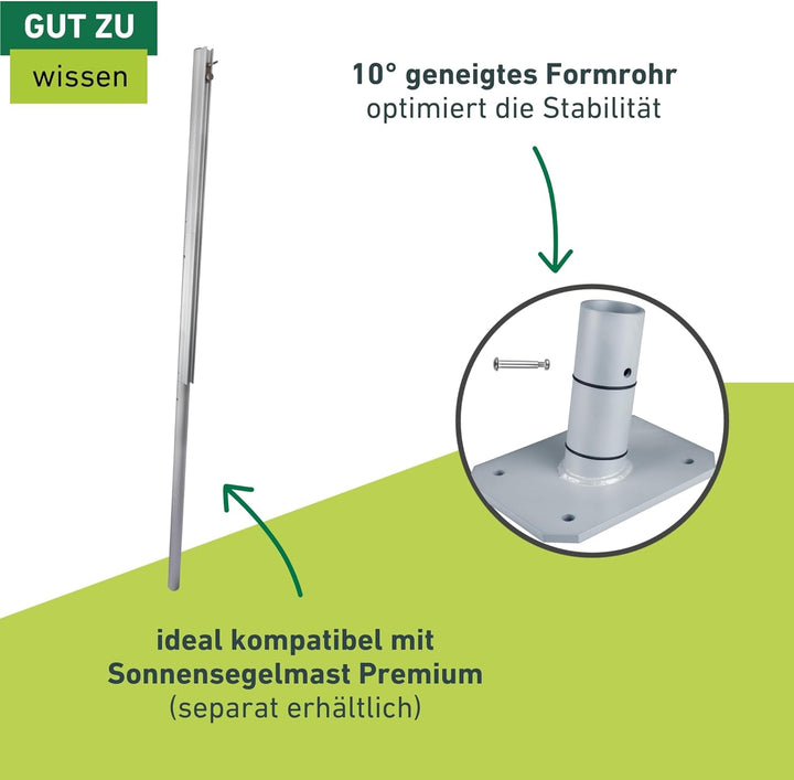 Windhager Terrassenhalterung Premium, Sonnensegel Befestigung, Halterung für Segel, Sonnensegelmast,