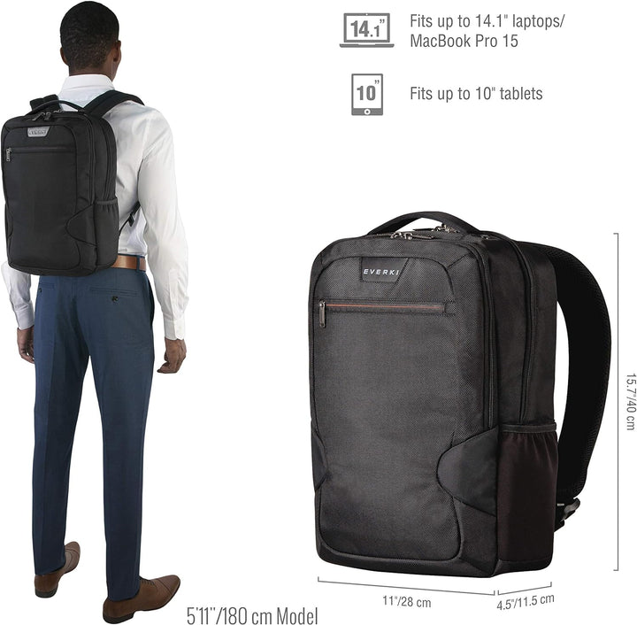 Everki Studio – Laptop Rucksack für Notebooks bis 14,1 Zoll (36 cm) / MacBook Pro 15 Zoll mit integr