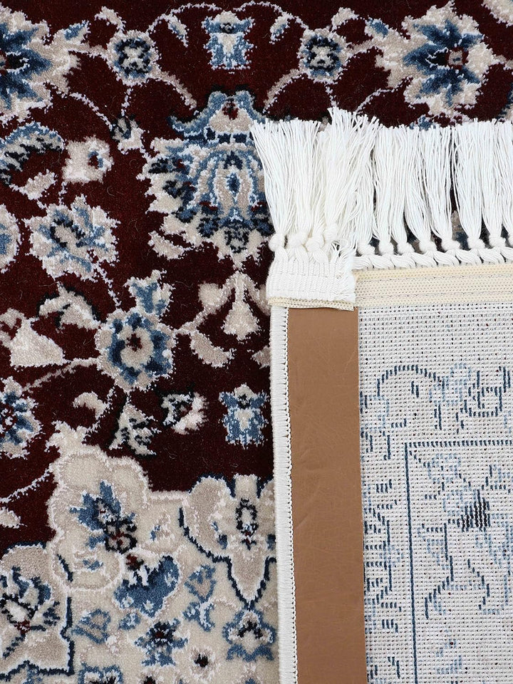 carpetfine Orientteppich Nain Diane Rot 60x180 cm Läufer | Tradtioneller Teppich für Schlaf- und Woh