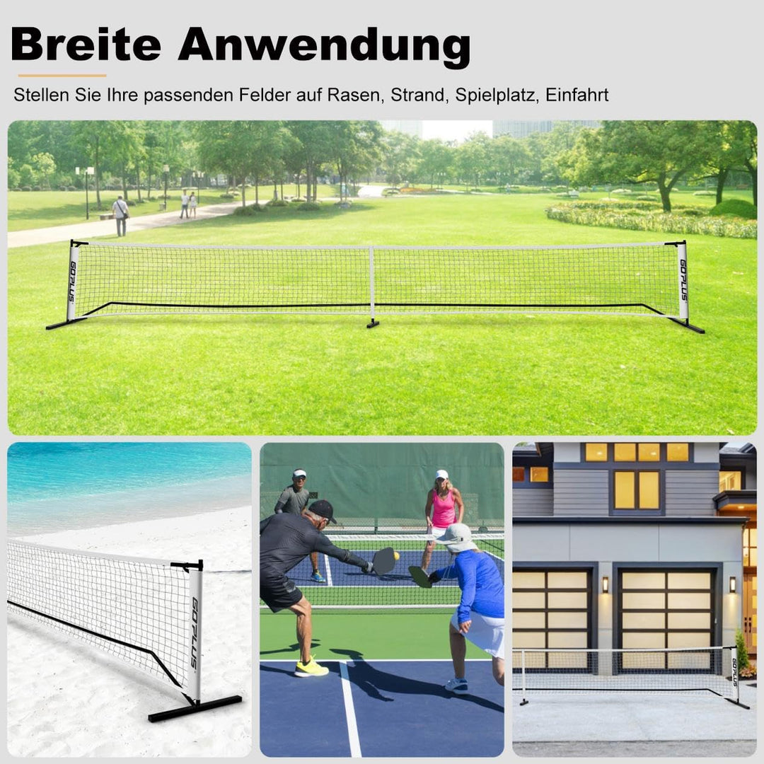 GYMAX Pickleball-Netz mit Metallrahmenständer, 6,7 m langem Pickleball Net Set mit Tragetasche, wett