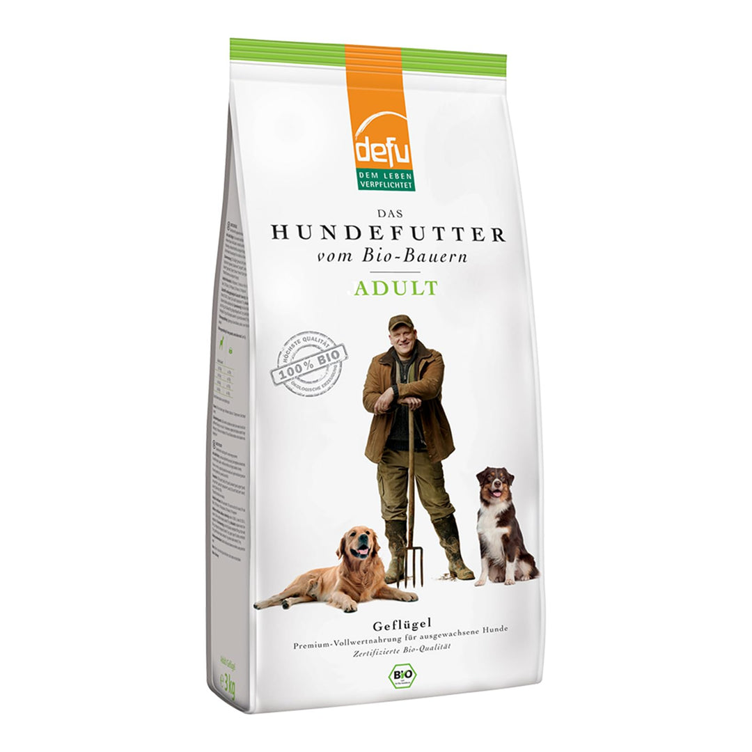 defu Hund | Adult Bio Geflügel | Premium Bio Trockenfutter | Hundefutter für ausgewachsene Hunde (3x
