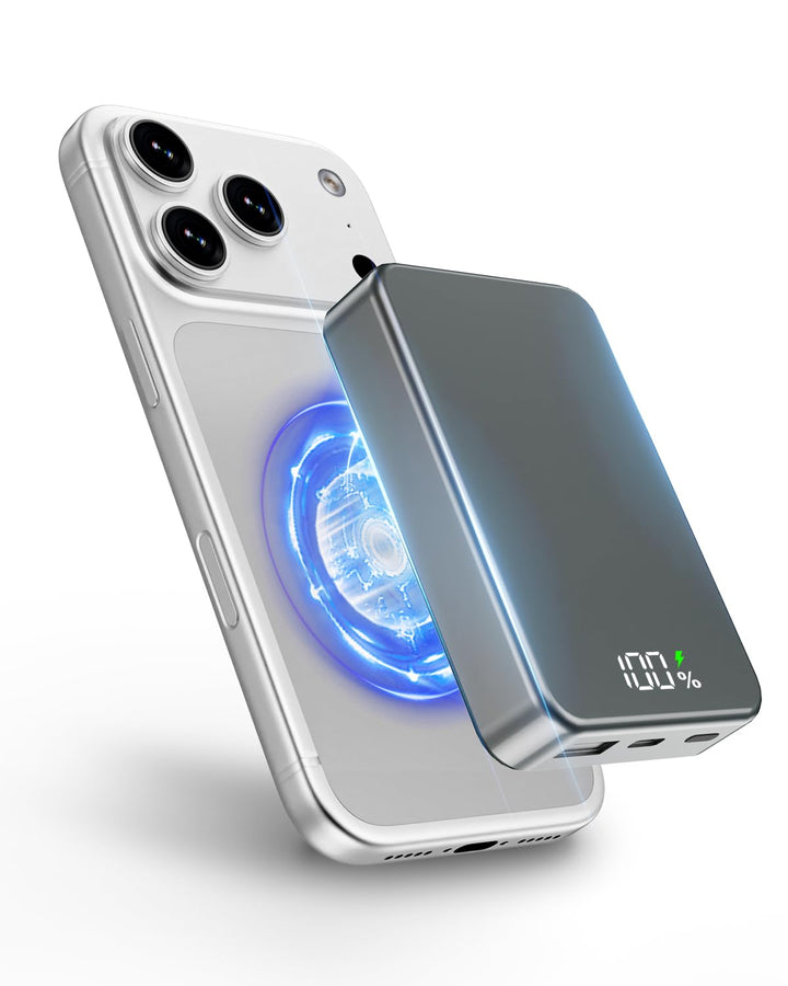 26800mAh Magnetische Powerbank, Mag-Safe-kompatibles kabelloses tragbares Ladegerät aus Aluminiumleg
