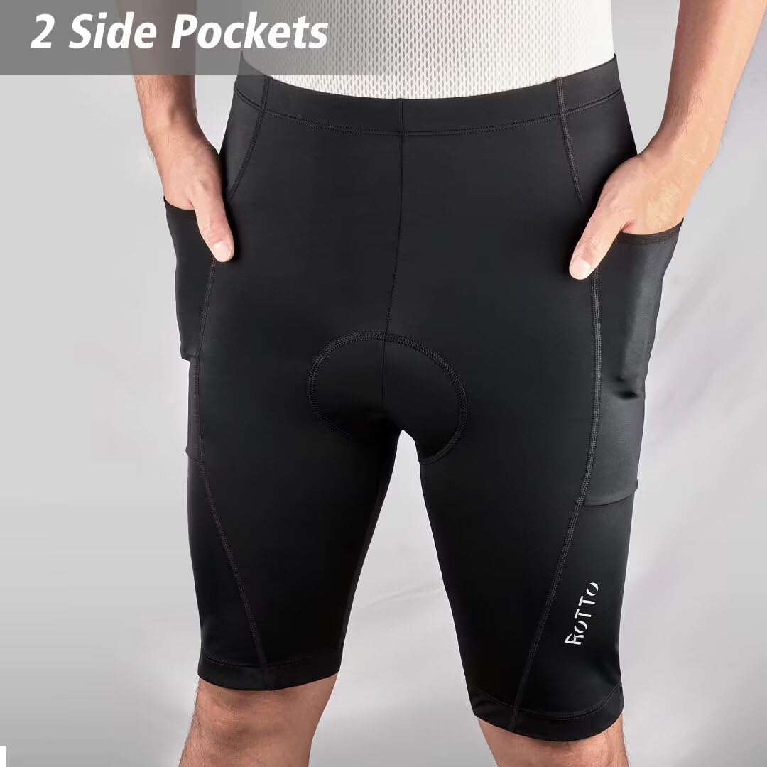 ROTTO Radlerhose Herren Fahrradhose Kurz Radhose Gepolstert Gemütlich stossfeste S 01 Schwarz(mit Ta
