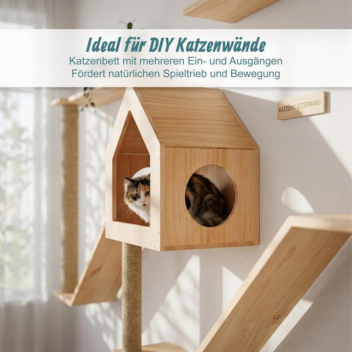 Relaxdays Katzenhaus, Katzenmöbel Wand &amp; Boden, Farbe | DIY Katzenwand Element, HBT: 46 x 39,5 x 30