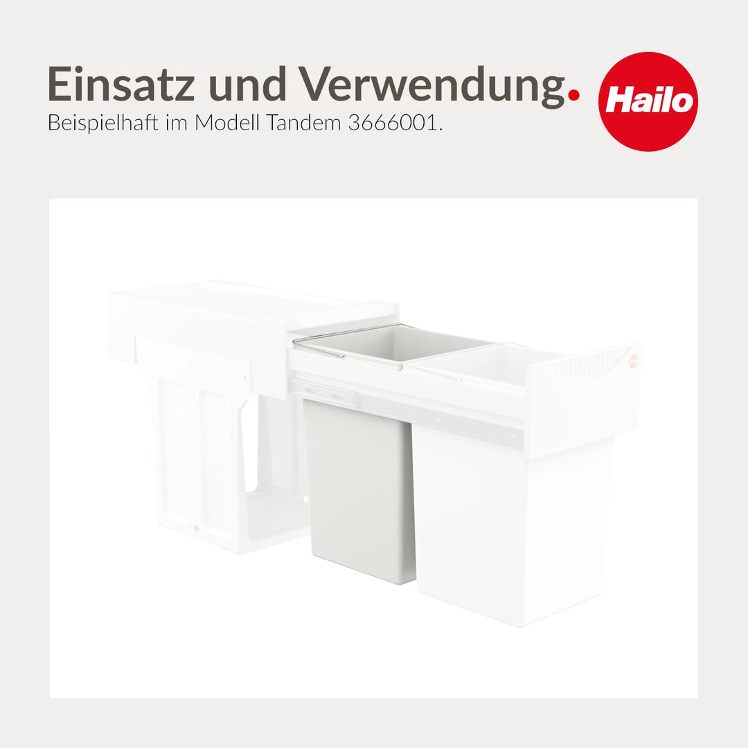 Hailo Inneneimer 1045119 | Abfalleimer Einsatz 15 Liter | Kunststoff Eimereinsatz weiss | mit Henkel