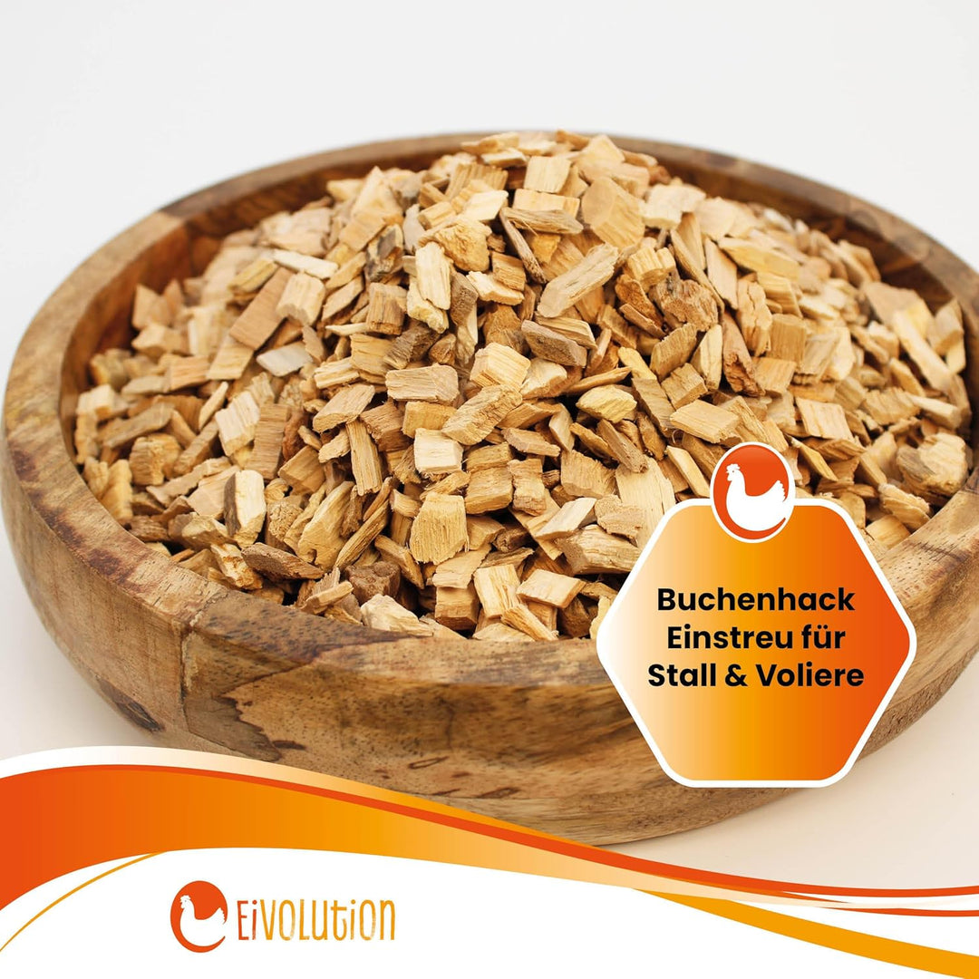 eivolution Buchenhack Einstreu für Stall & Voliere 15 kg | staubfrei | Natürliches Produkt aus nachw