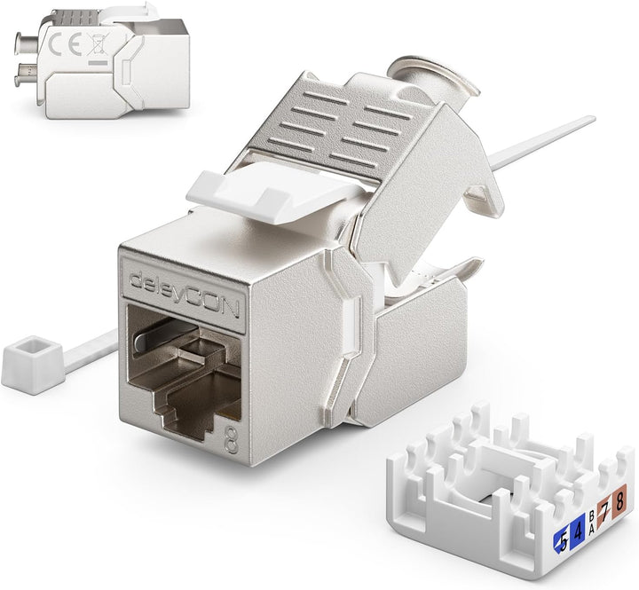 deleyCON 4x CAT 8 Keystone Jack Modul Patchkabel Netzwerkkabel Optimal für CAT8 CAT7 CAT7a Verlegeka