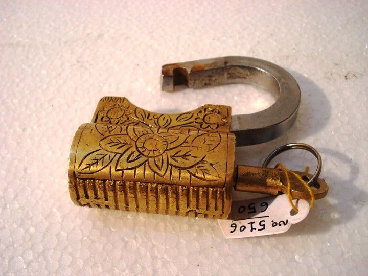 Vorhängeschloss aus Messing – Schloss mit Schlüssel – funktionell – Messing hergestellt – Typ: (Hand