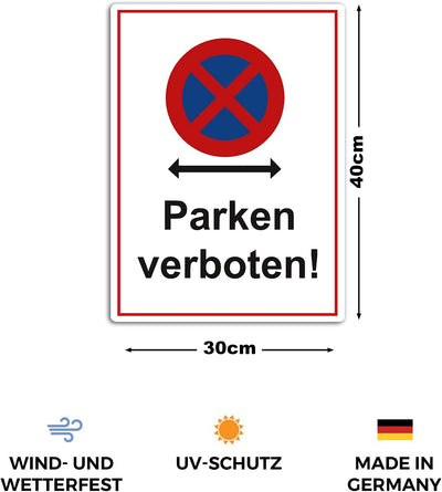 5 Stück XXL Absolutes halteverbot Schild 30 x 40 cm parken verboten aus stabiler PVC Hartschaumplatt