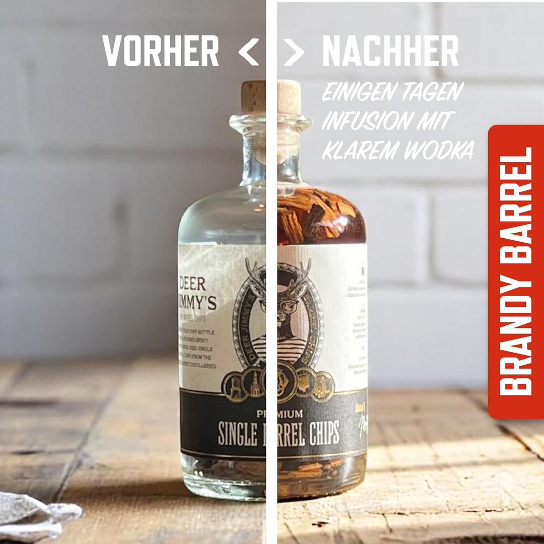 Deer Jimmy's® DIY Brandy Geschenkset – Brandy selbst Machen mit französischem Premium-Eichenholz aus