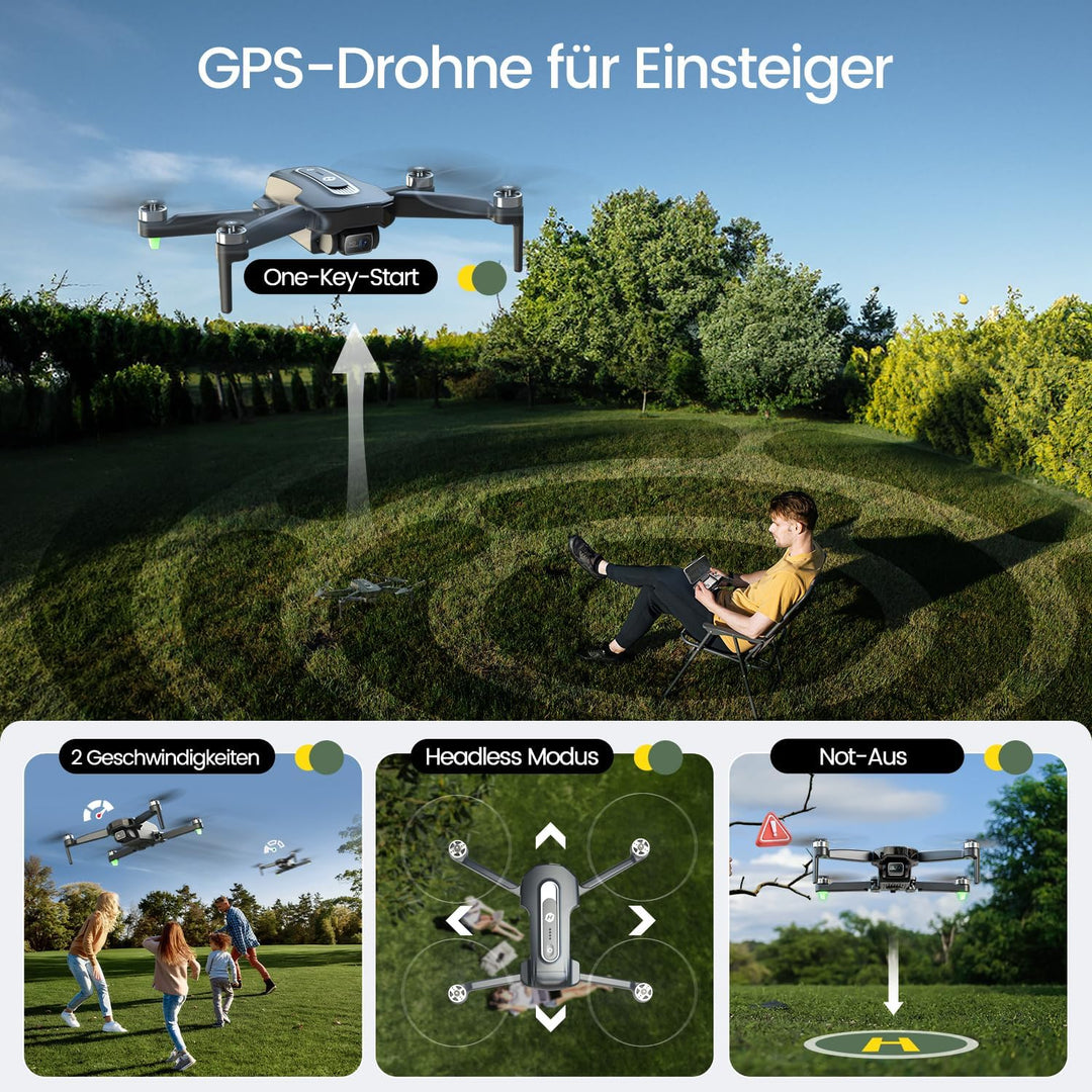 Holy Stone GPS Drohne mit Kamera 4K für Anfänger, HS460 Drohnen mit 26 Min. Lange Flugzeit, Bürstenl