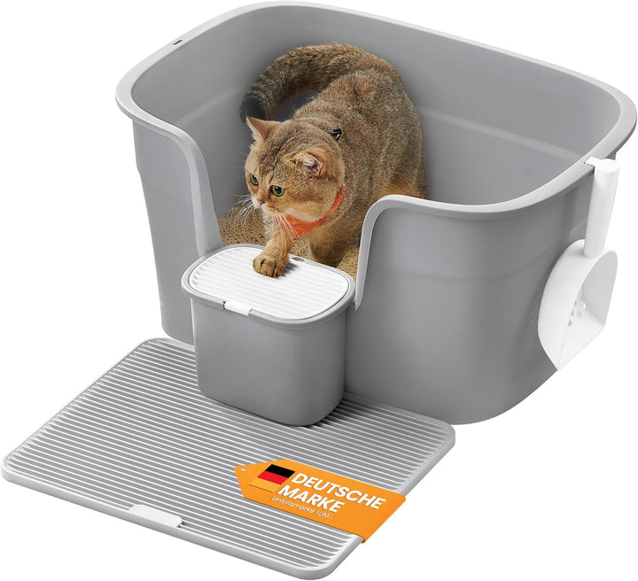 Feandrea Katzenklo, extragrosse Katzentoilette, mit hohen Seitenwänden, Katzenstreumatte, Aufbewahru