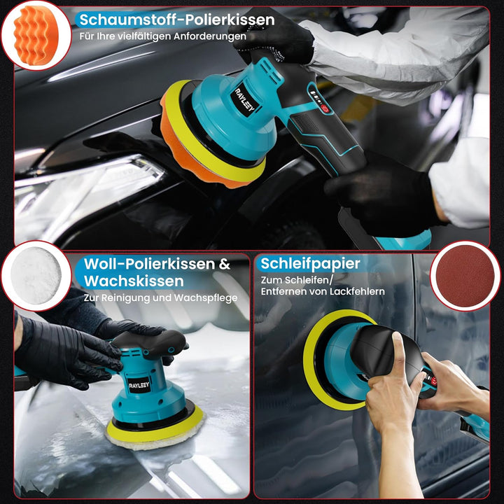 Poliermaschine Auto für Makita 18V LXT-Akku, 6 Zoll Orbitale Poliermaschine mit 3 Variablen Geschwin