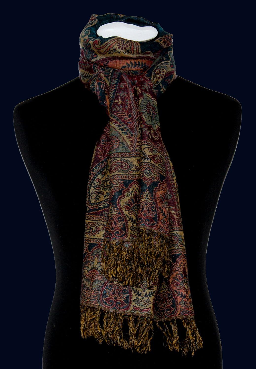 Lorenzo Cana Pashmina Damenschal Schaltuch aus weicher Wolle Paisleymuster bunt mehrfarbig 70 cm x 1