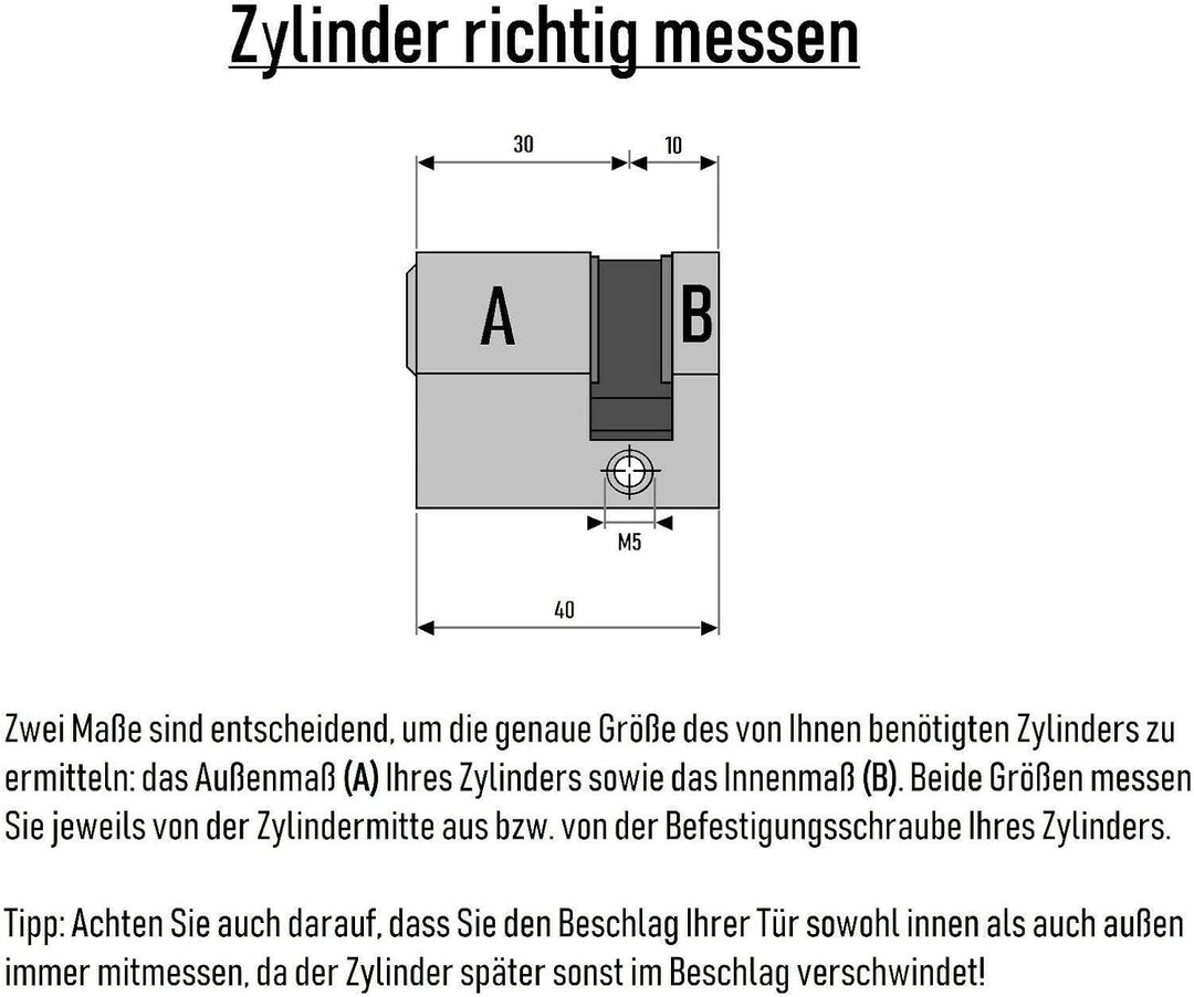 4x Halbzylinder 40 mm 30/10 gleichschliessend inkl. 20 Schlüssel