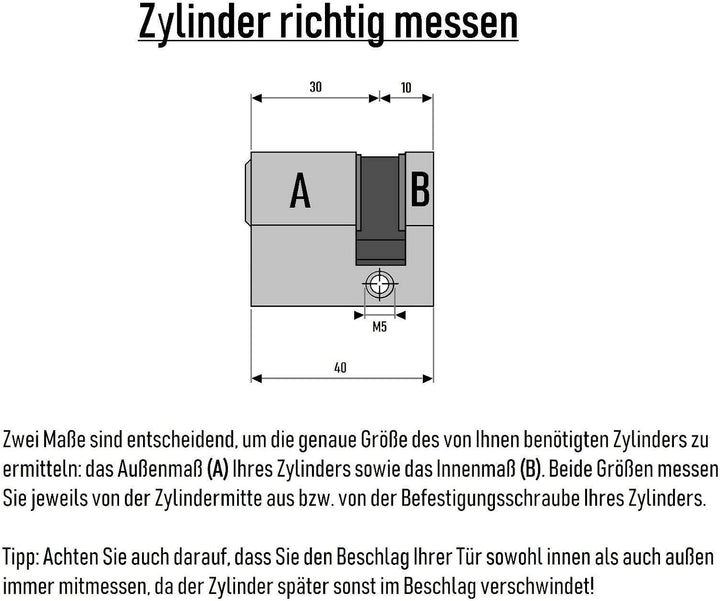 4x Halbzylinder 40 mm 30/10 gleichschliessend inkl. 20 Schlüssel