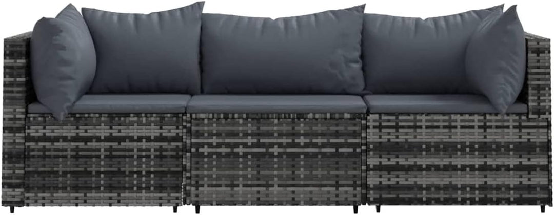 Festnight Gartensofa 3-Sitzer Rattan Sofa Balkonmöbel Lounge Sofa Outdoor Balkonsofa Balkon Couch Ga