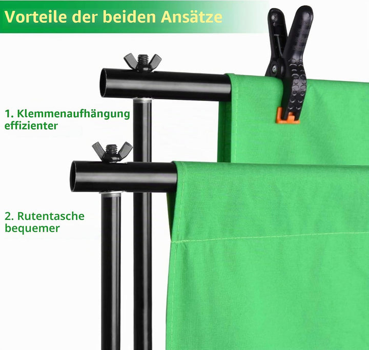 EMART Hintergrund Ständer mit Greenscreen, Fotostudio Set mit 2,6*3m Foto Hintergrund Stützsystem, 3
