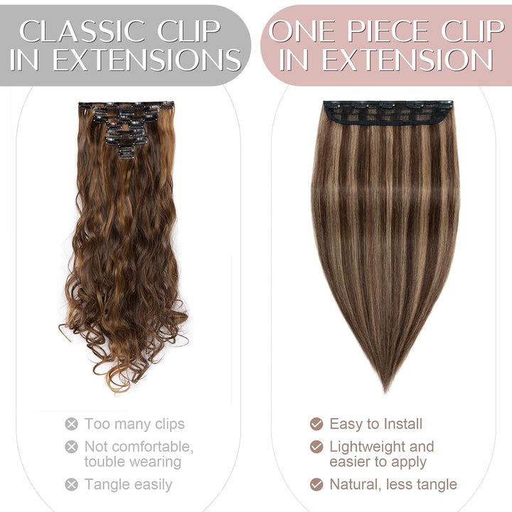 SEGO Haarteil Clip in Extensions Echthaar DICKER 1 Tresse 5 Clips Dicker Dichter Haarverlängerung 10