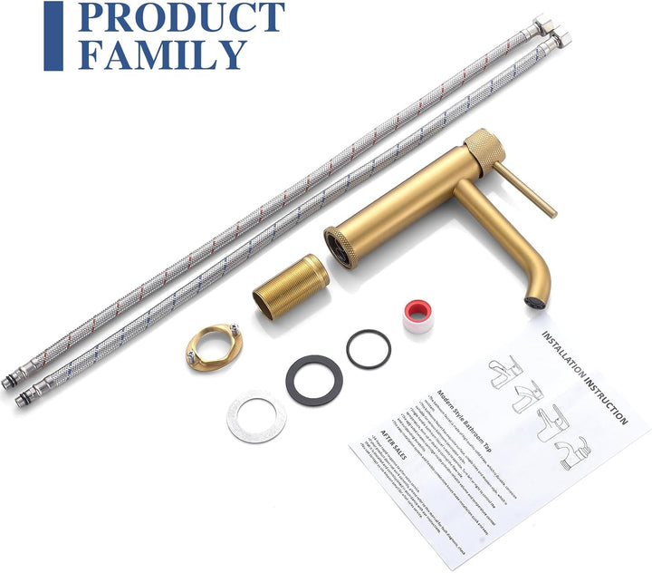 Wasserhahn Bad Waschtischarmatur Gold, Armatur Badezimmer mit Auslauf Höhe 105 mm, Einhebelarmatur G