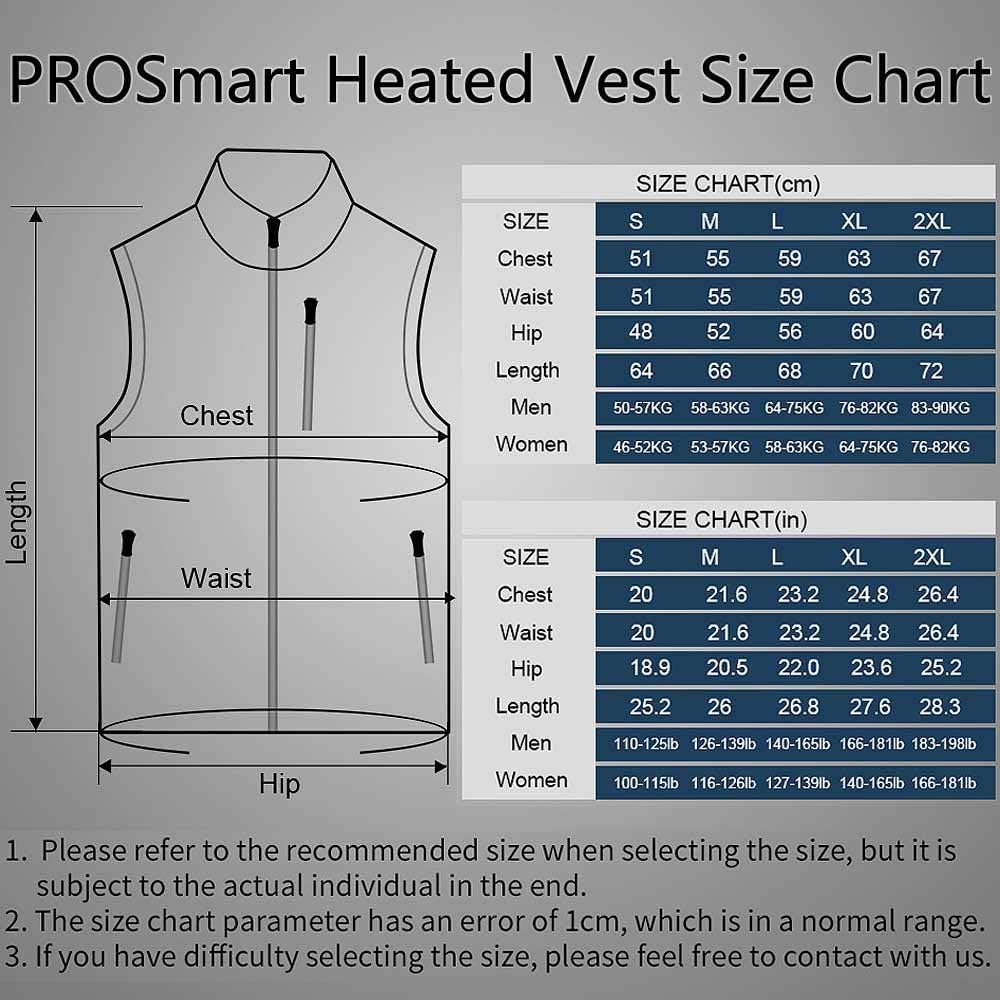 PROSmart Beheizbare Weste Leichtgewichts Fleece Beheizte Weste mit USB Akku, Unisex Grau, L