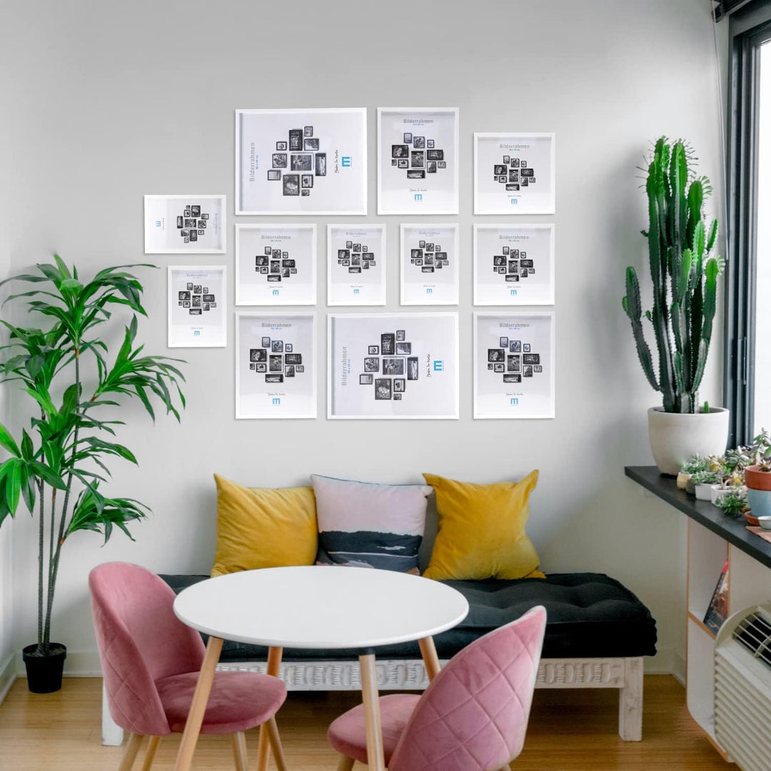 12 tlg. Foto Bilderrahmen-Set in Weiss in verschiedenen, unterschiedlichen Grössen. Für Fotowände &amp;